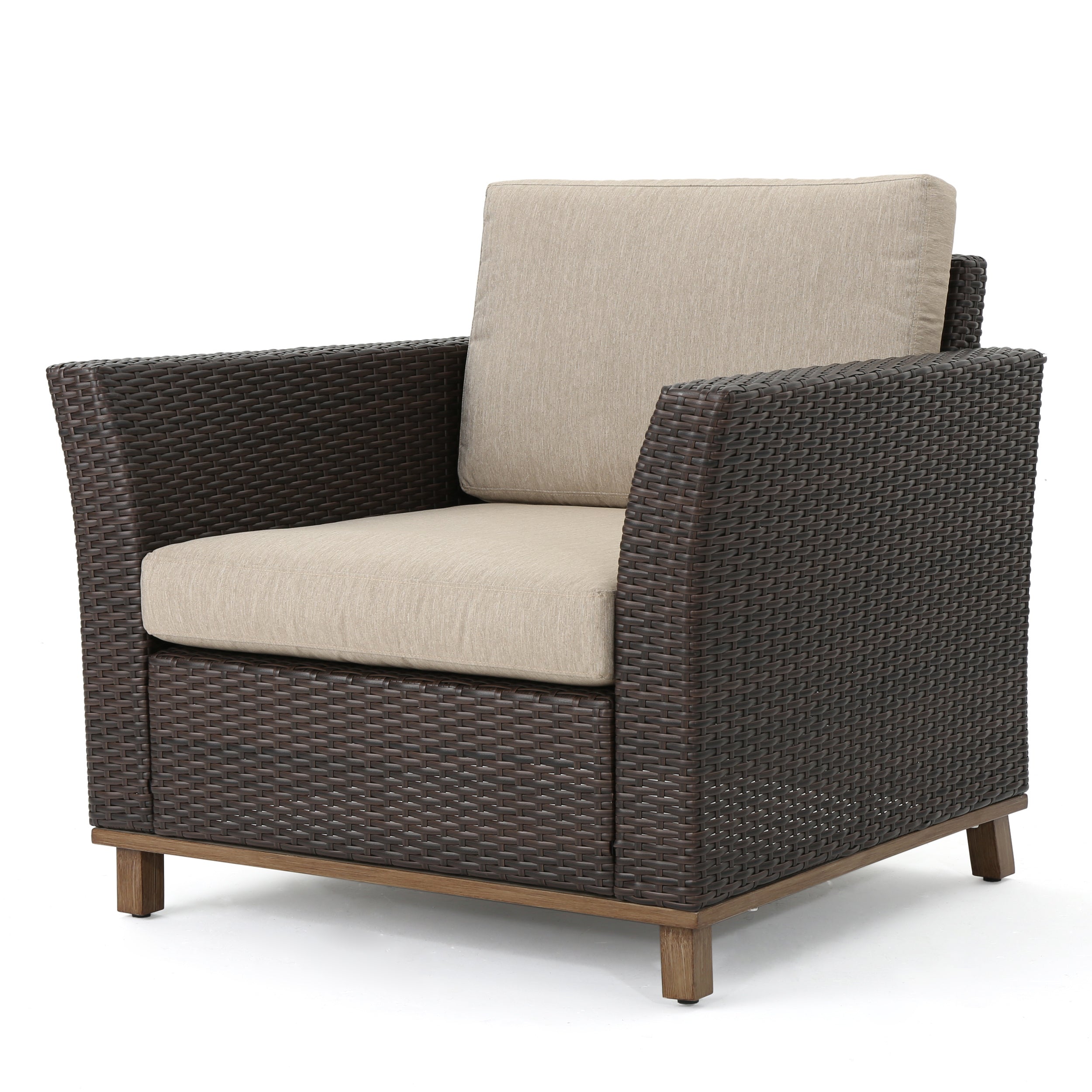 Club Chair PE Rattan Iron Brown Modern Outdoor