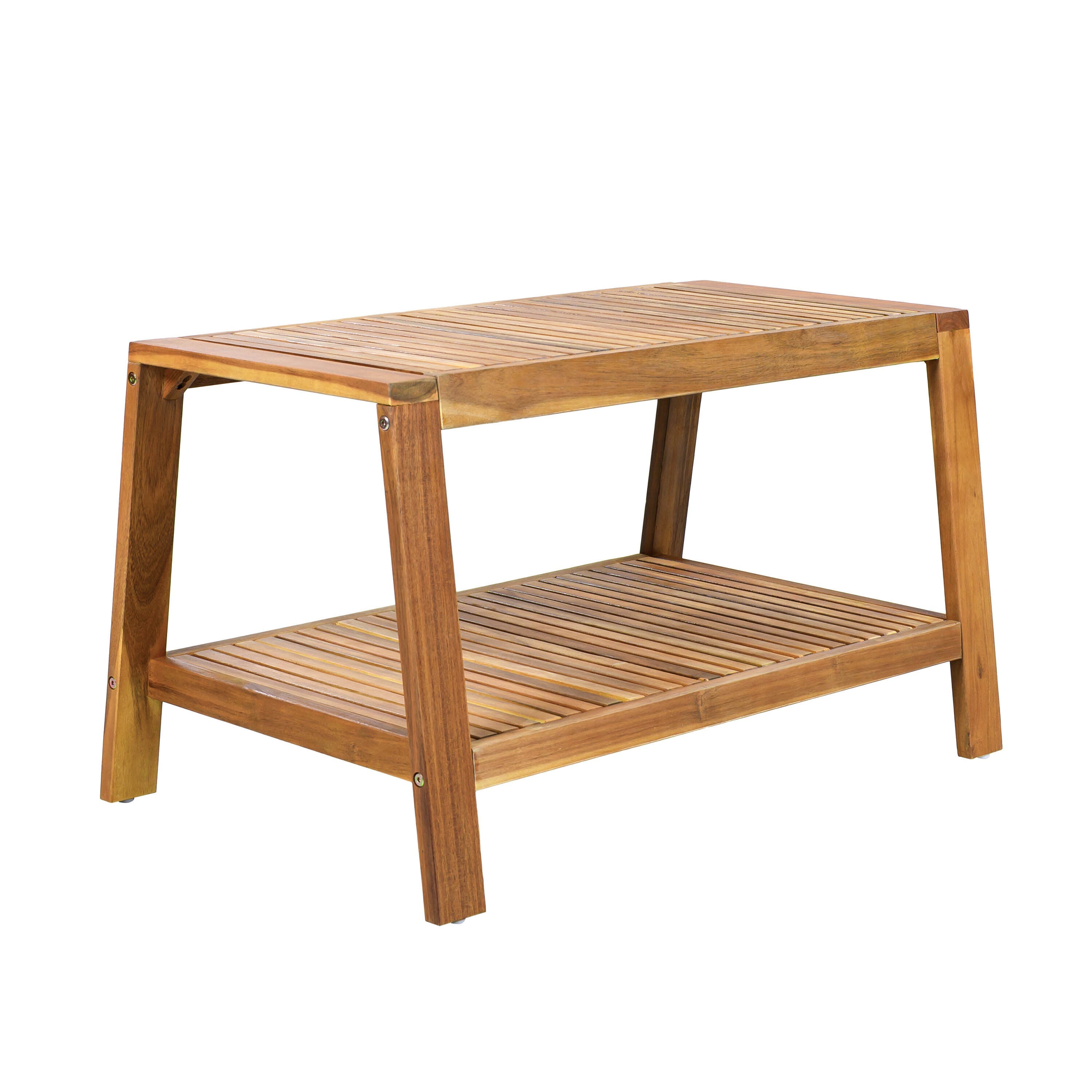Outdoor Conversation Set Acacia Wood Teak Beige Cushion 2 Piece