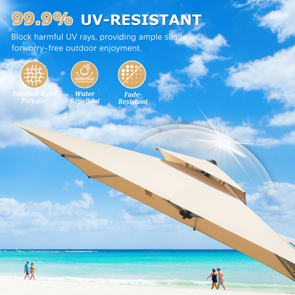 Patio Umbrella Cantilever Tilt Aluminum Beige 9 Ft 360 Rotation