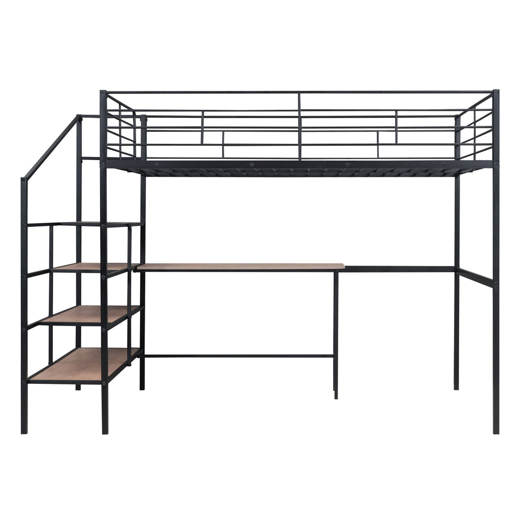 Loft Bed With Desk And Lateral Storage Ladder