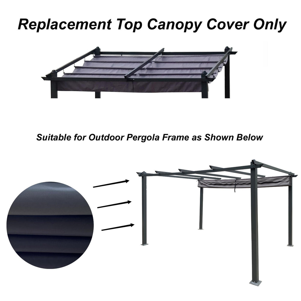 Pergola Replacement Canopy Gray Polyester UV Water-Resistant 10x10 Ft