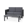Outdoor Patio Set Acacia Wood Gray 2 Piece Loveseat Coffee Table Cushions