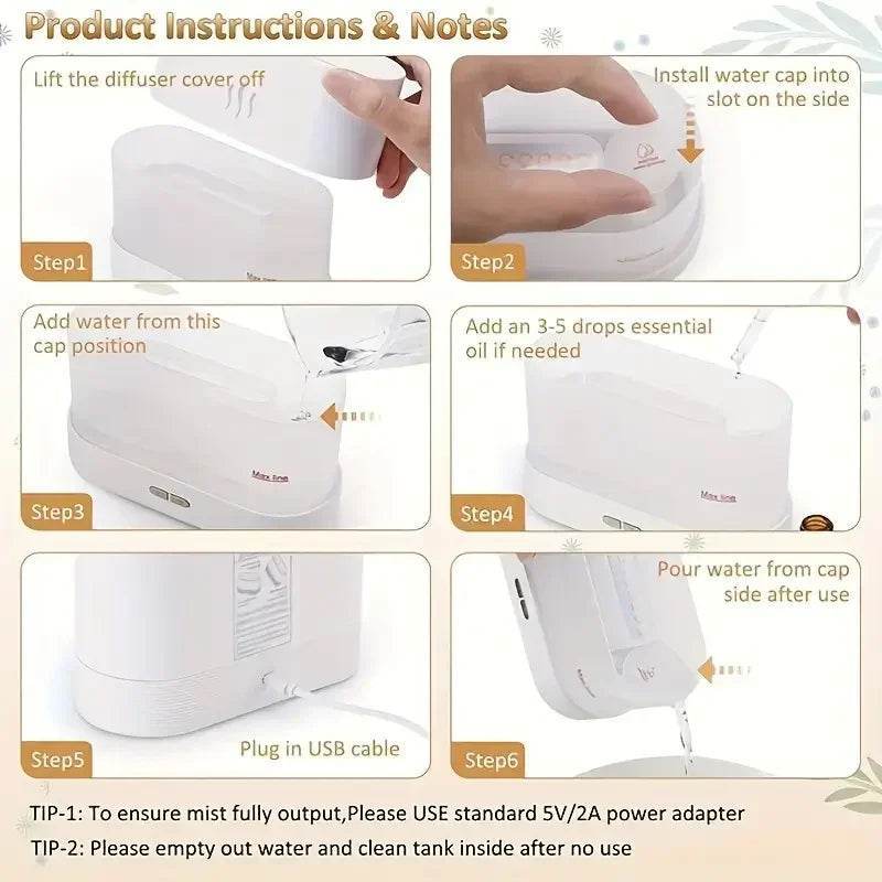 Simulated Flame Aroma Diffuser & Ultrasonic Cool Mist Maker