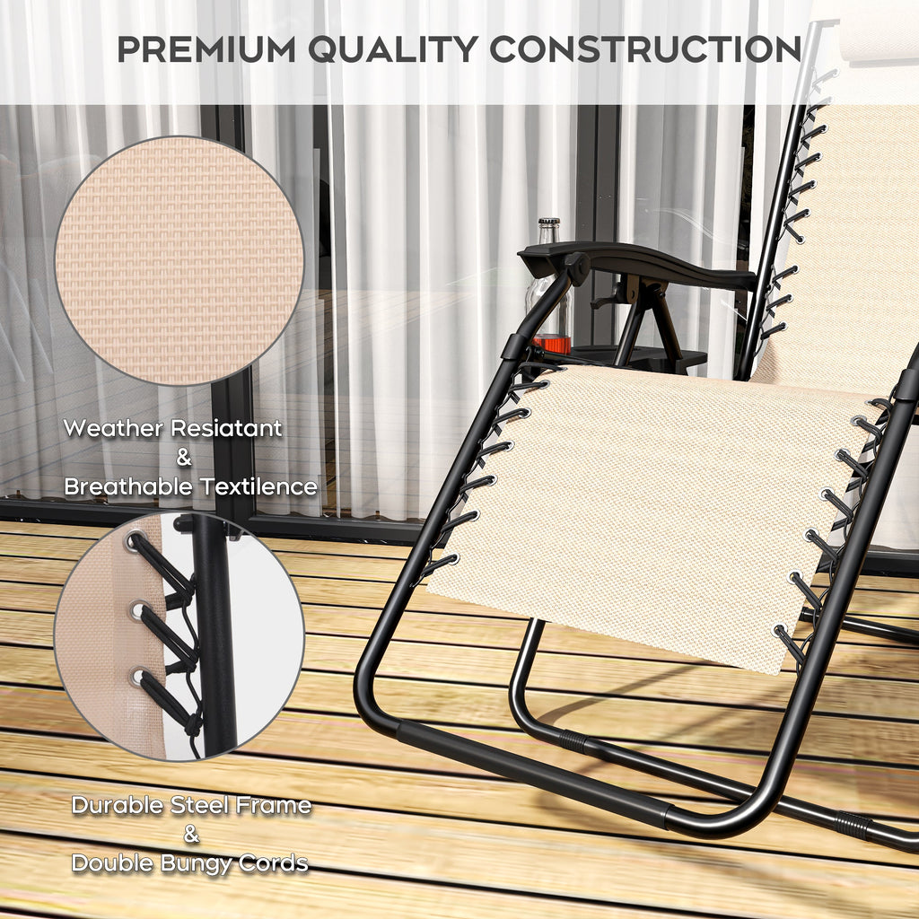 Outdoor Zero Gravity Chair Metal Khaki 90-170 Degree Adjustable 300 LB