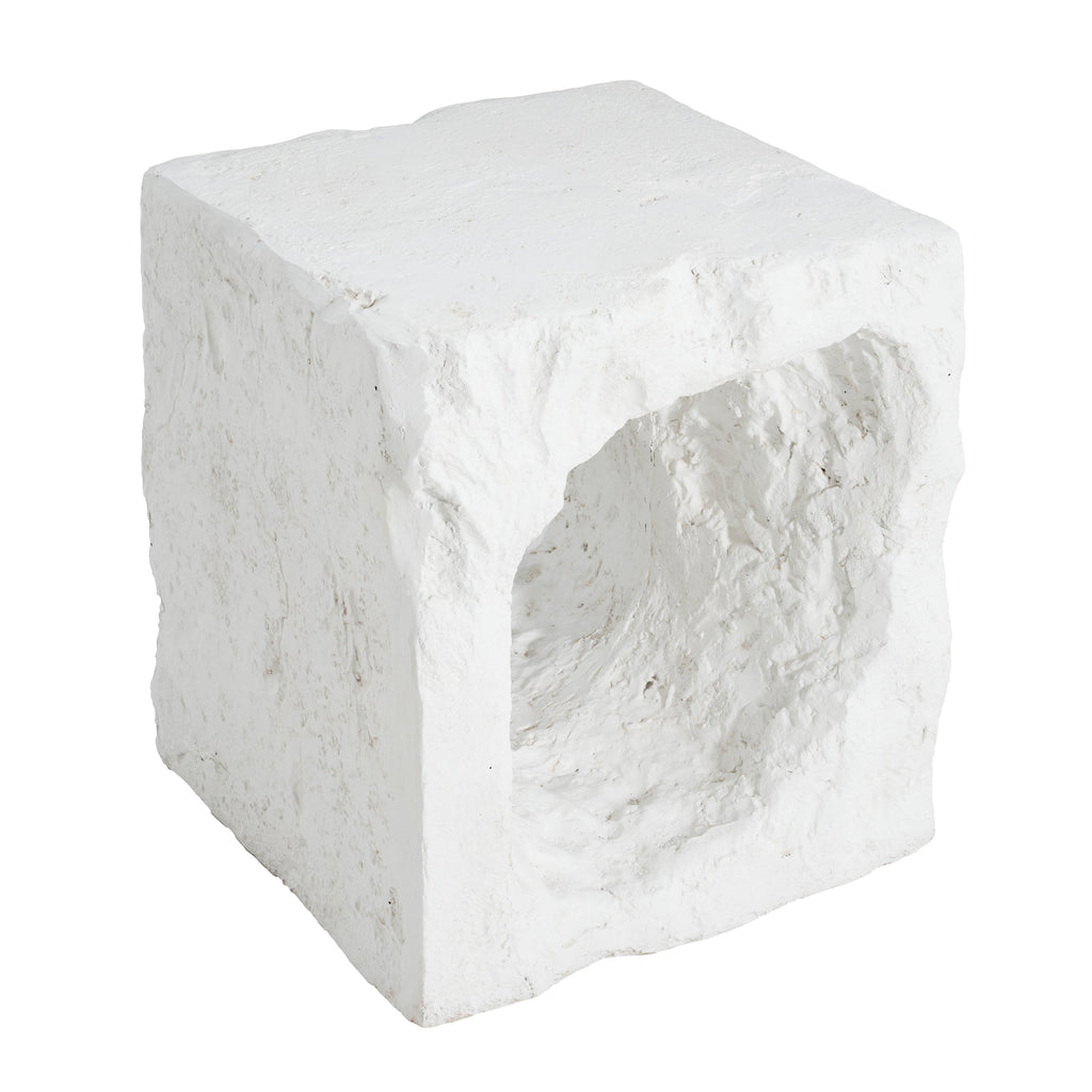 Outdoor Side Table Square MGO White Cave Texture 16.5x17.85in