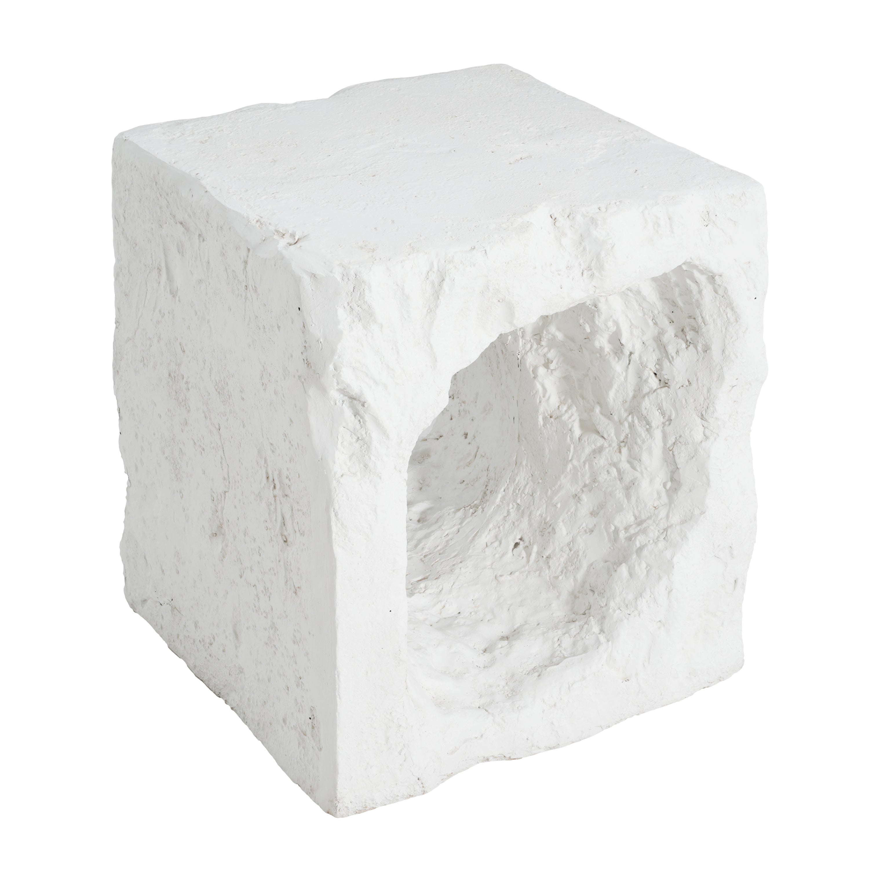 Outdoor Side Table Square MGO White Cave Texture 16.5x17.85in