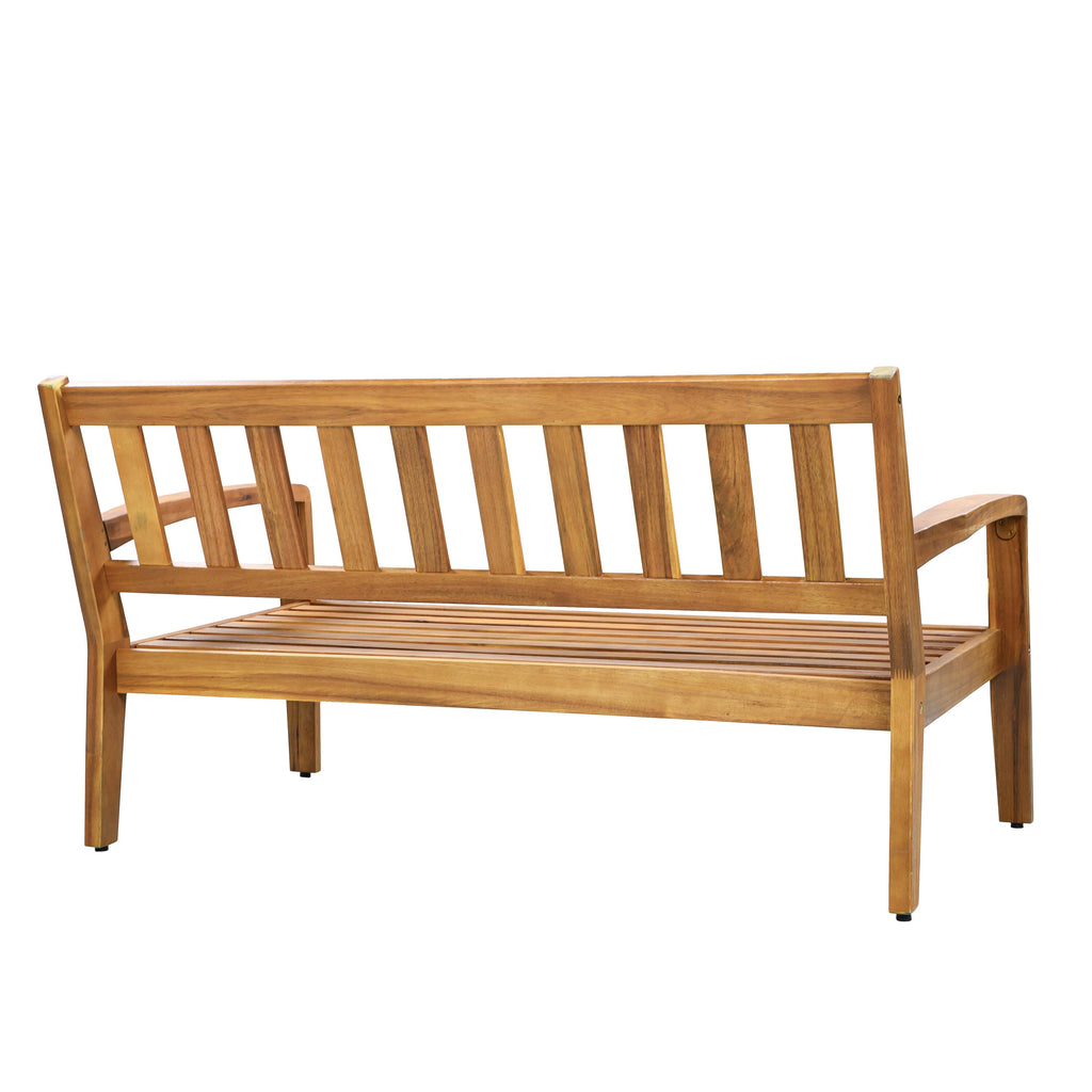 Outdoor Conversation Set Acacia Wood Teak Beige Cushion 2 Piece