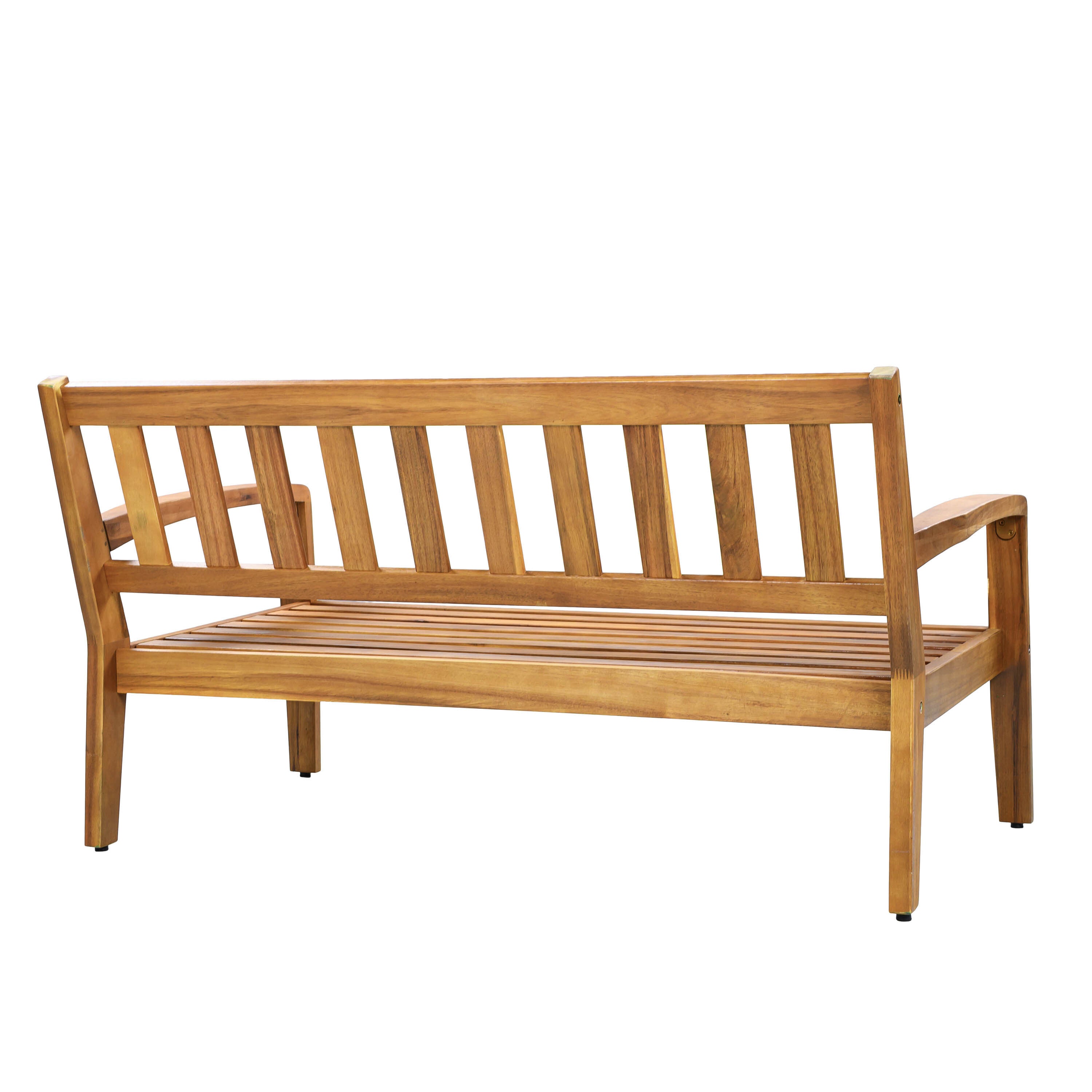 Outdoor Conversation Set Acacia Wood Teak Beige Cushion 2 Piece