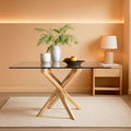 Leonardo Gold Glass Top Dining Table Modern Premium