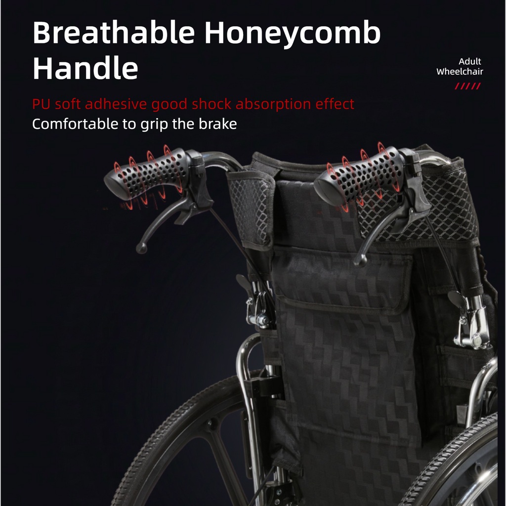 Wheelchair Manual Transport Folding Carbon Steel 20 In Seat Quick Release