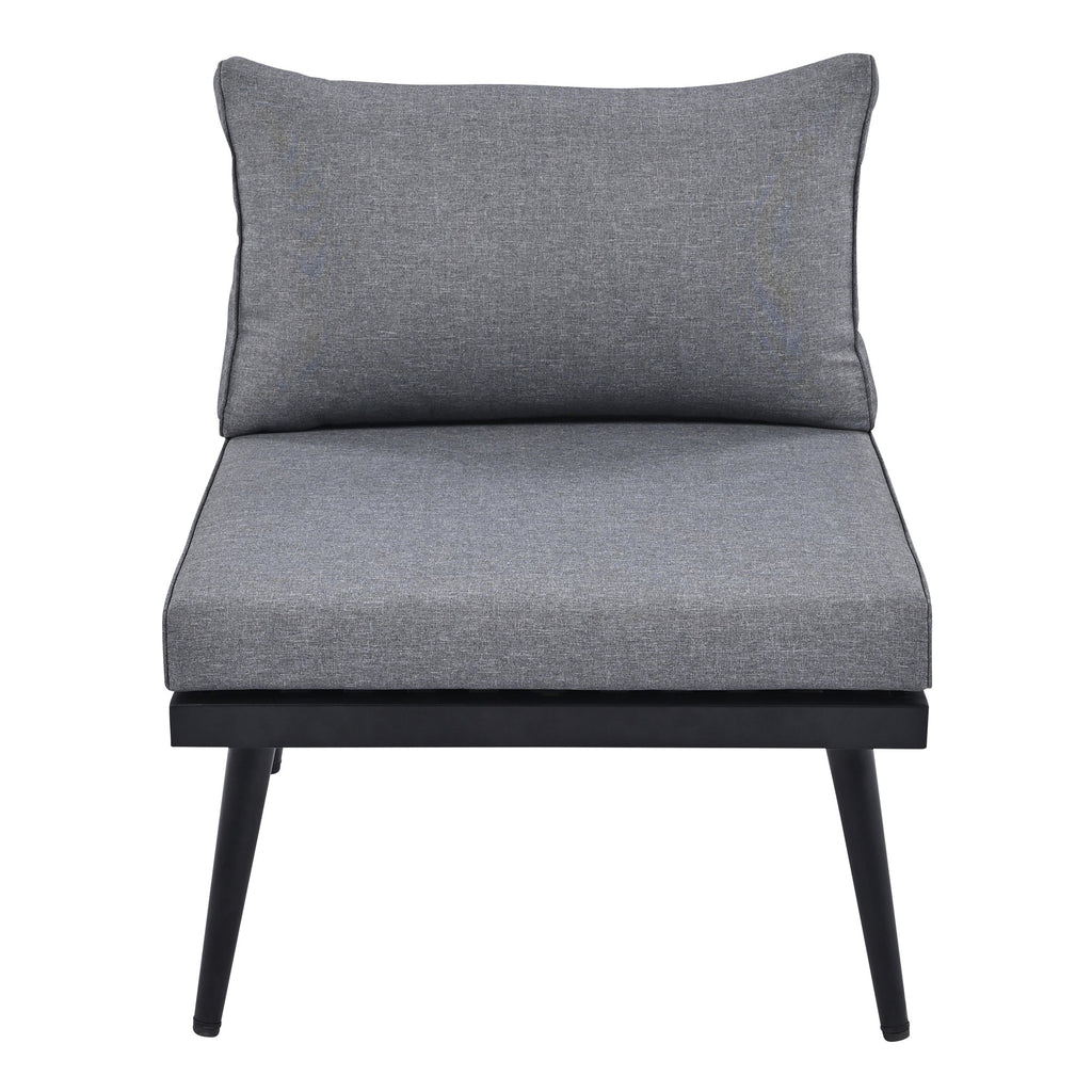 Outdoor Sectional Set Acacia Wood Steel Gray with Nesting Tables