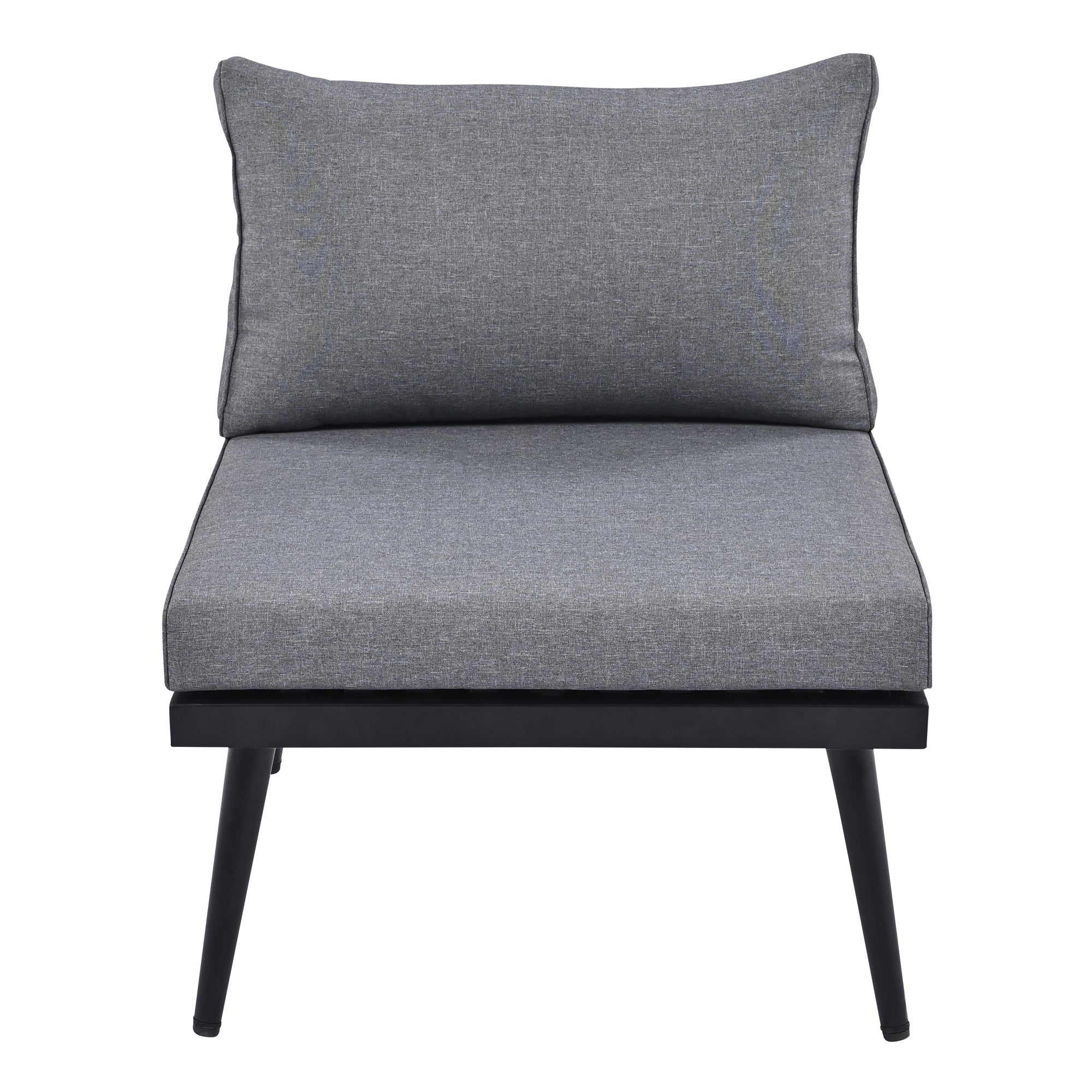 Outdoor Sectional Set Acacia Wood Steel Gray with Nesting Tables