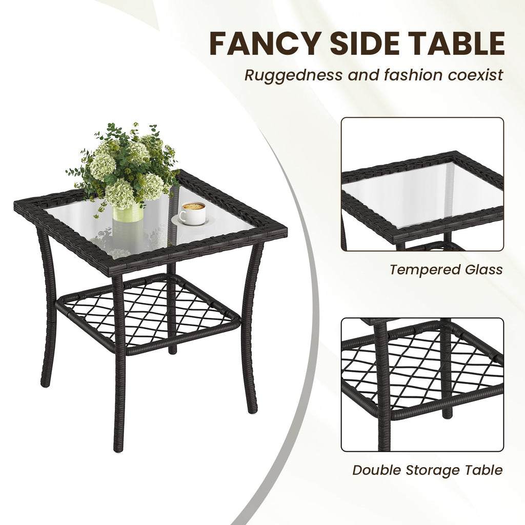 Outdoor Bistro Set Wicker Swivel Glider Navy 3-Piece