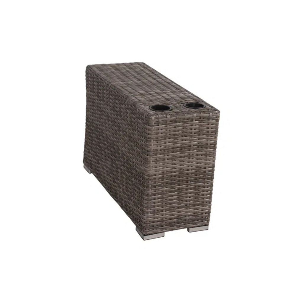 Outdoor Patio Set HDPE Wicker Mixed Gray 4 Piece Cupholder Seats 4