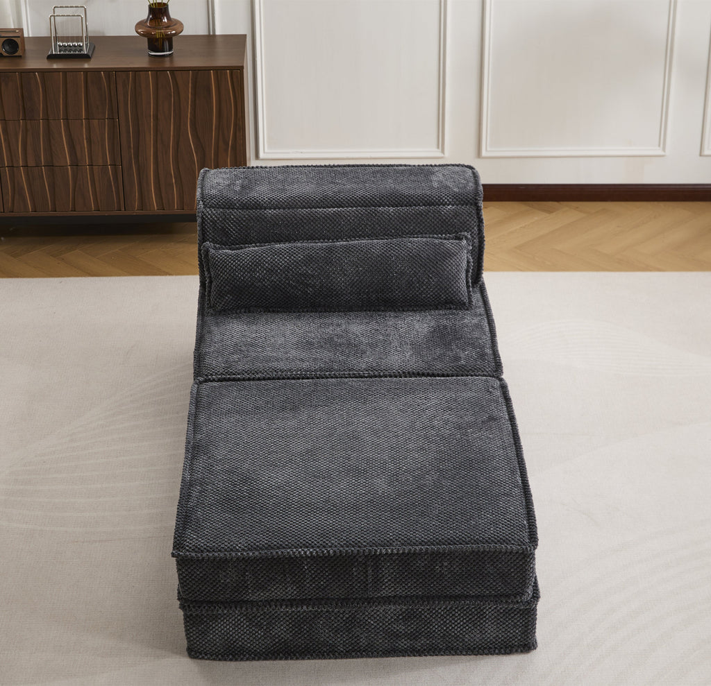 Sofa Convertible Modular Circle Fleece Dark Gray 1 Seat 79 In Ottoman