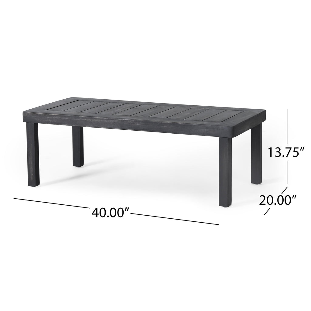 Outdoor Patio Set Acacia Wood Gray 2 Piece Loveseat Coffee Table Cushions