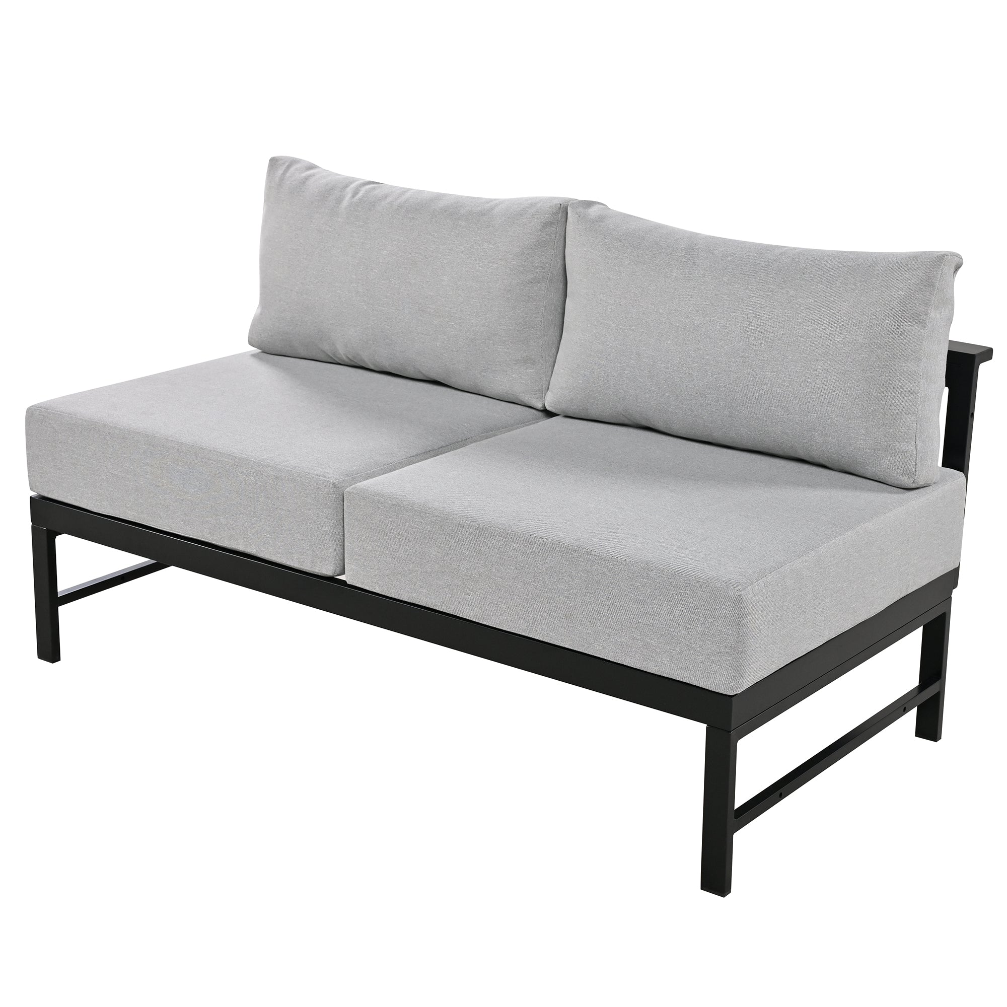 Outdoor Sectional Set Iron Gray U-Shape Seats 5 to 6 5.9 In Cushion