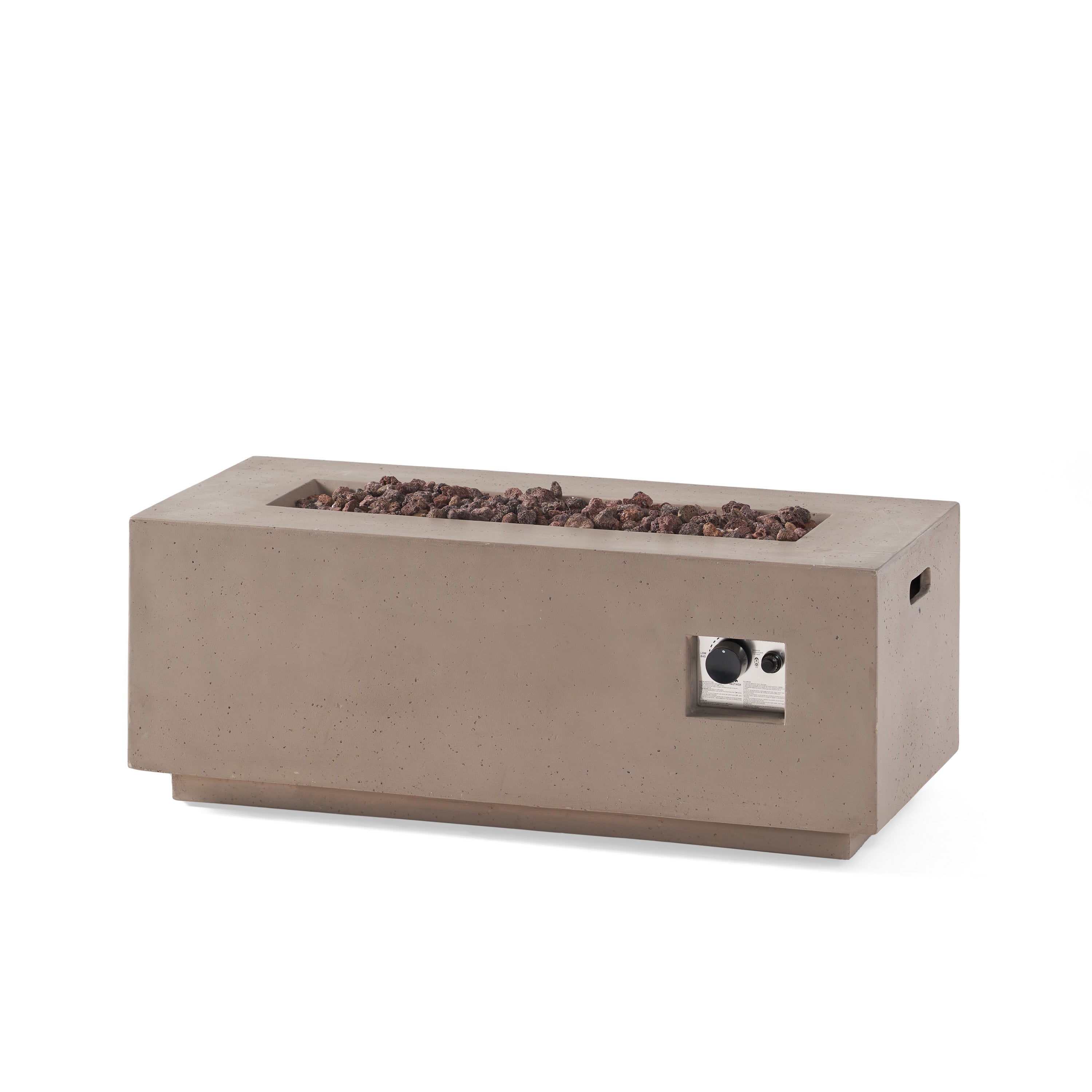 Modern 40 Inch Outdoor Rectangular MGO Fire Pit 40000 BTU, Dark Grey