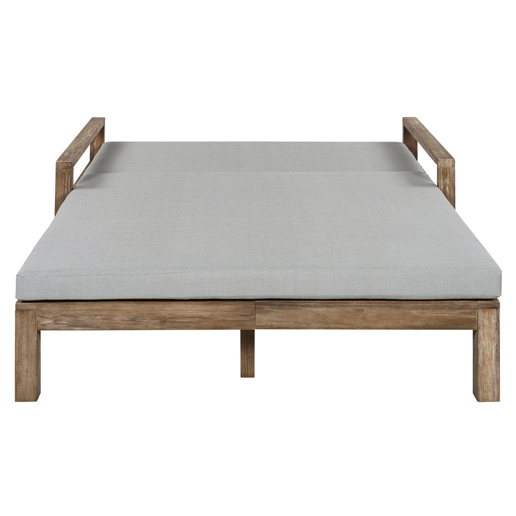Outdoor Daybed Acacia Wood Farmhouse Gray with Wheels 2 Person