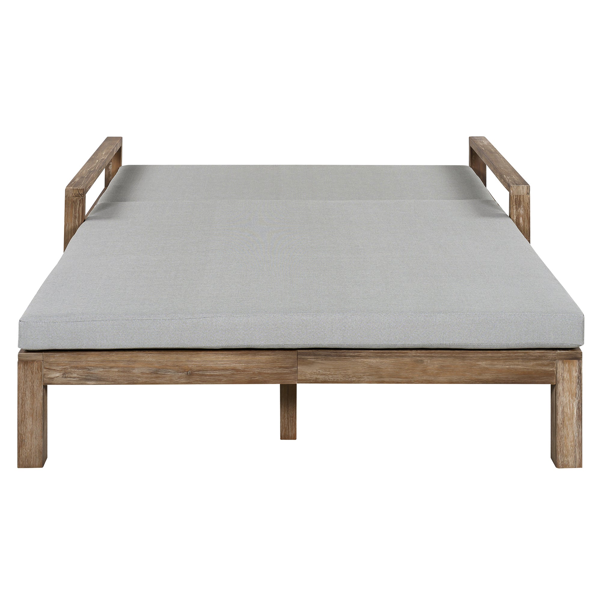 Outdoor Daybed Acacia Wood Farmhouse Gray with Wheels 2 Person