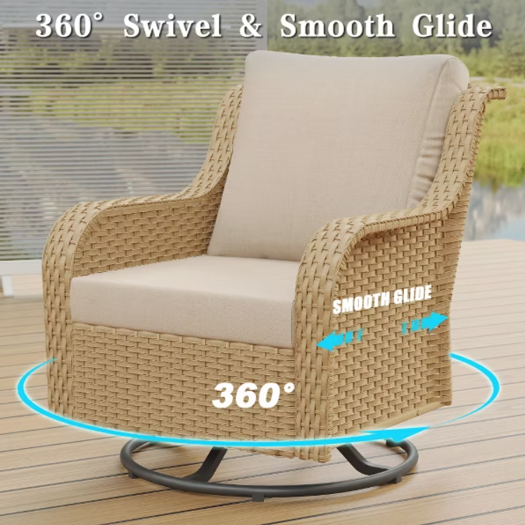 6 Piece Outdoor Patio Rattan Sofa Set Yellow Beige