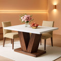 47 Inch White Oak Dining Table With Heavy Pedestal Base