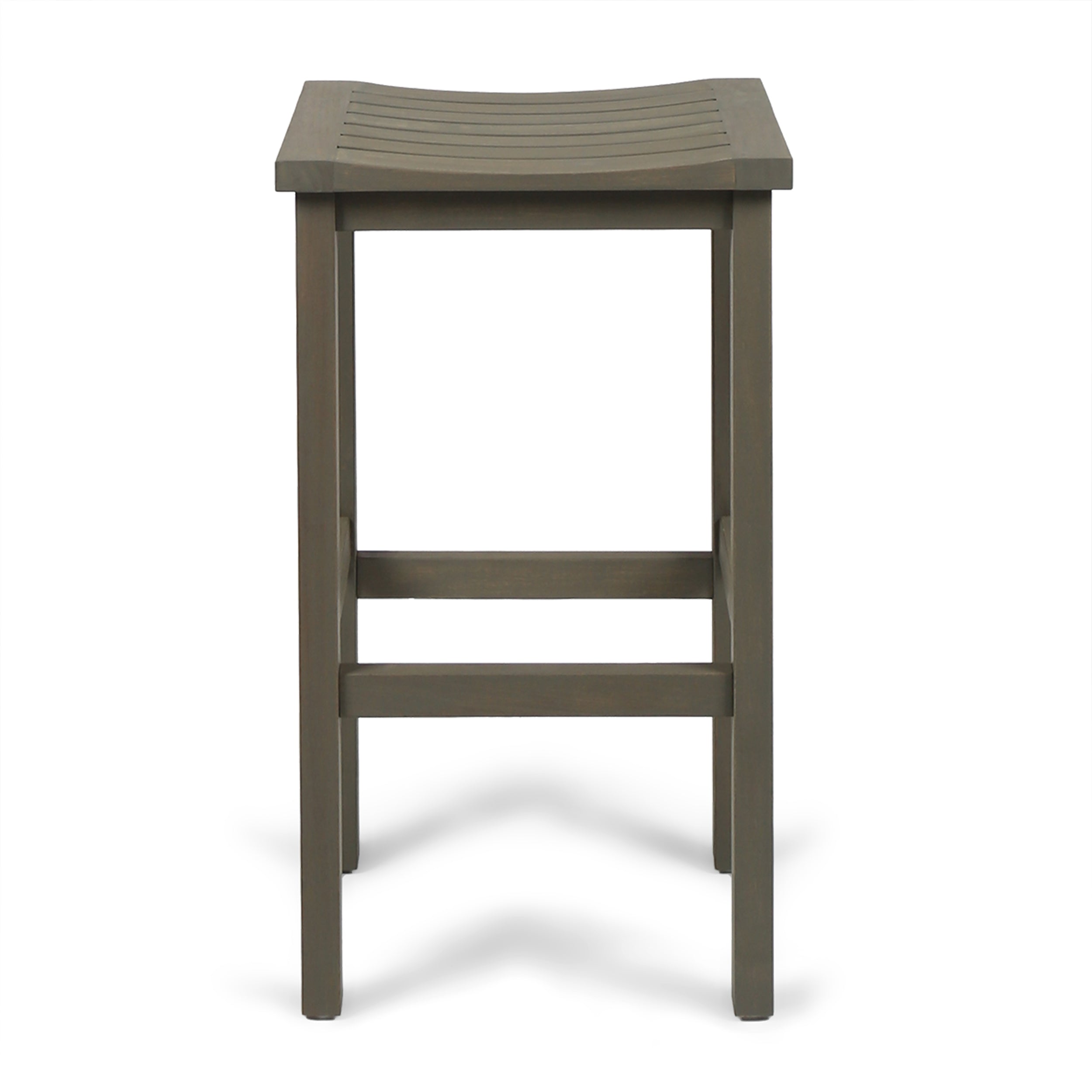 Outdoor Balcony Bar Set Acacia Wood Gray 3 Piece Table 2 Stools Seats 2