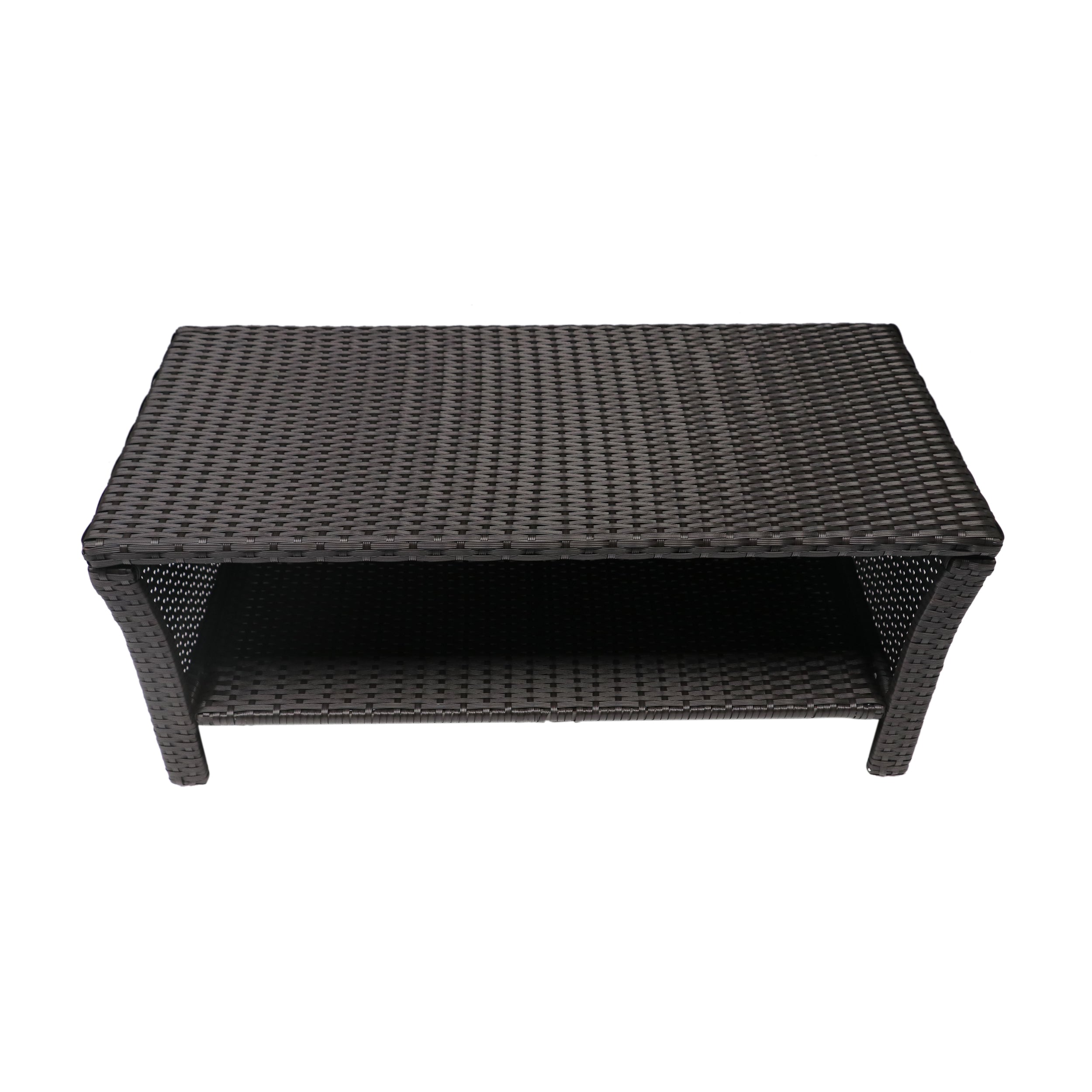 Outdoor Coffee Table Wicker Steel Brown Round 39in
