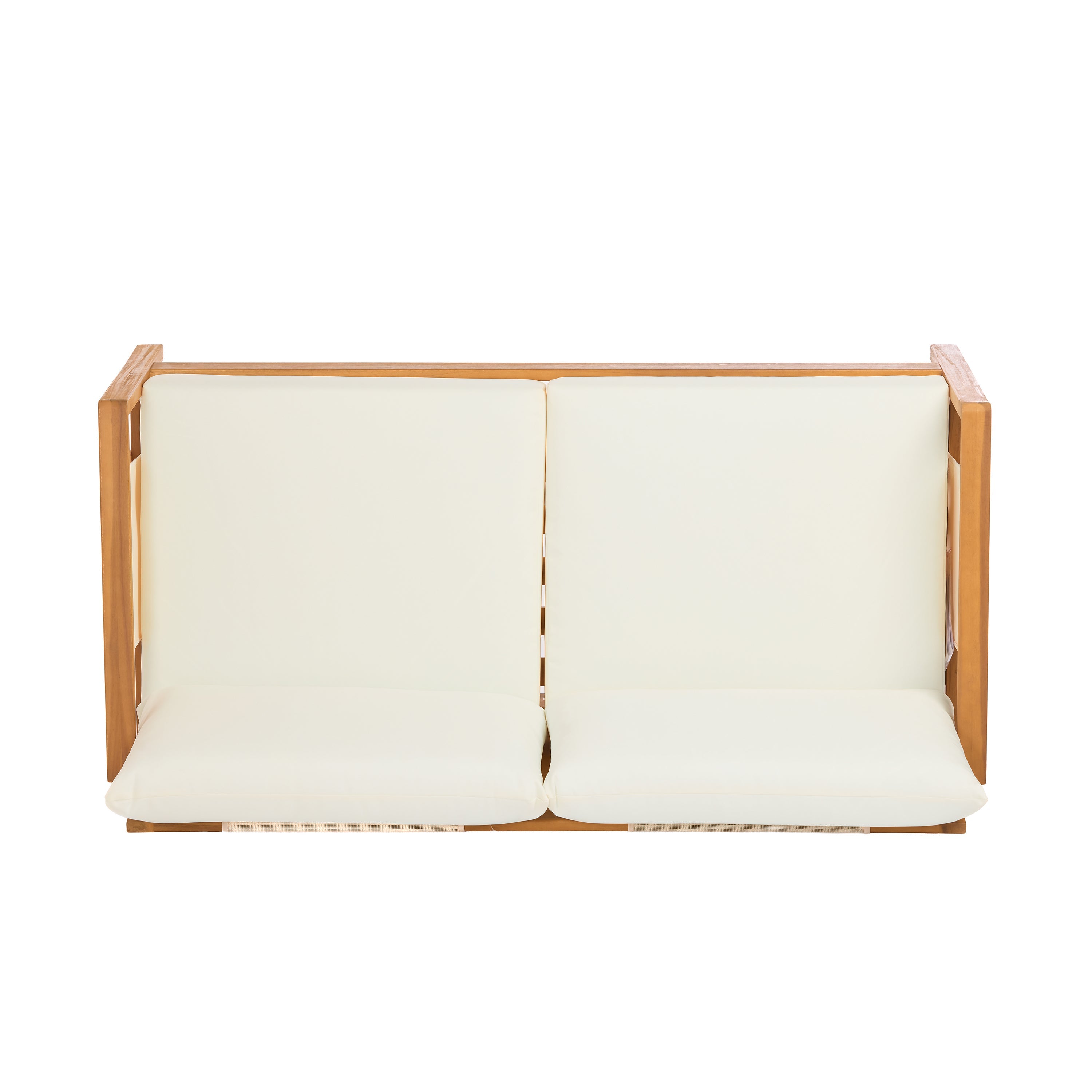 Outdoor Sofa Set Acacia Wood Teak Textilene Beige Cushion 2 Piece
