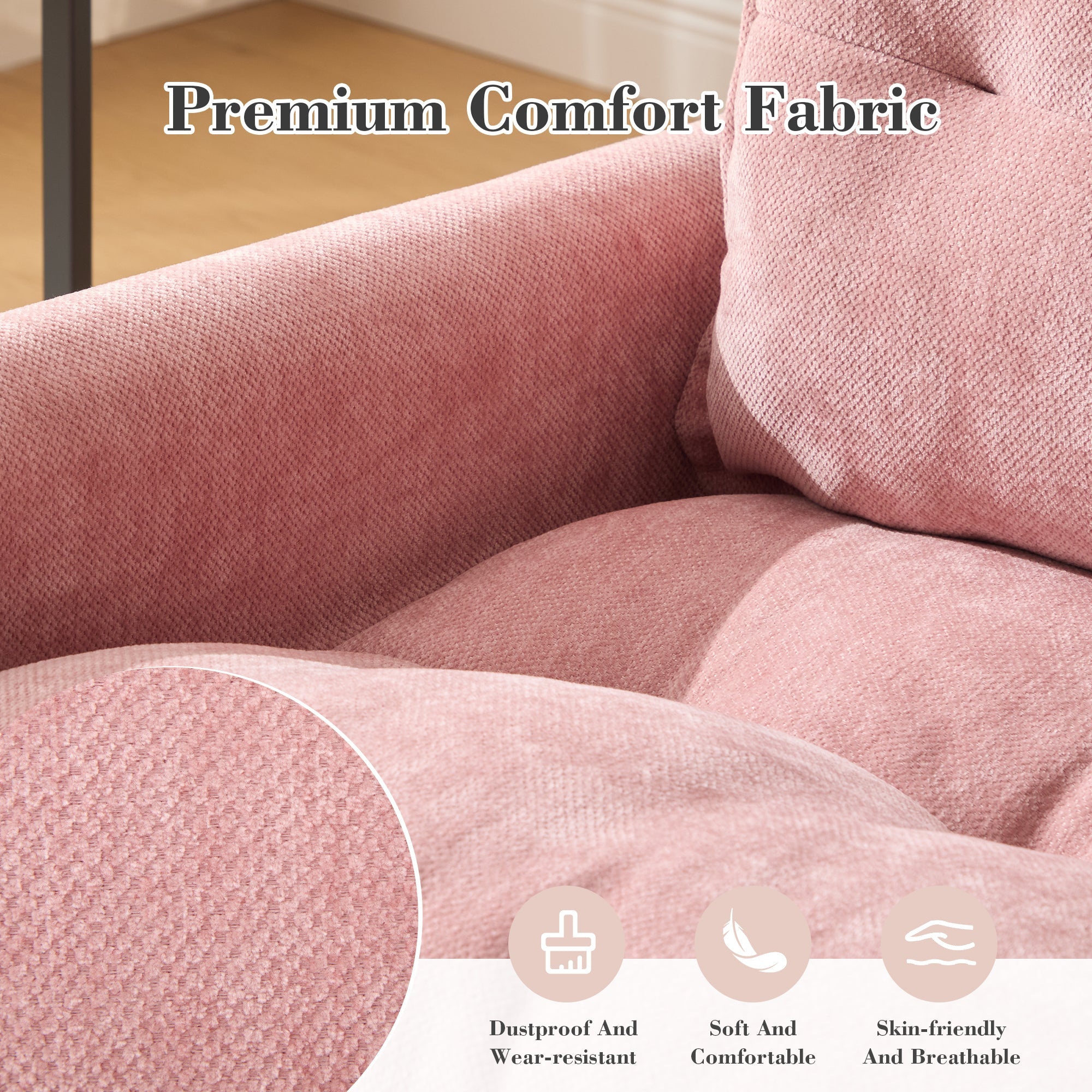 Accent Chair Swivel Barrel Chenille Pink Memory Foam