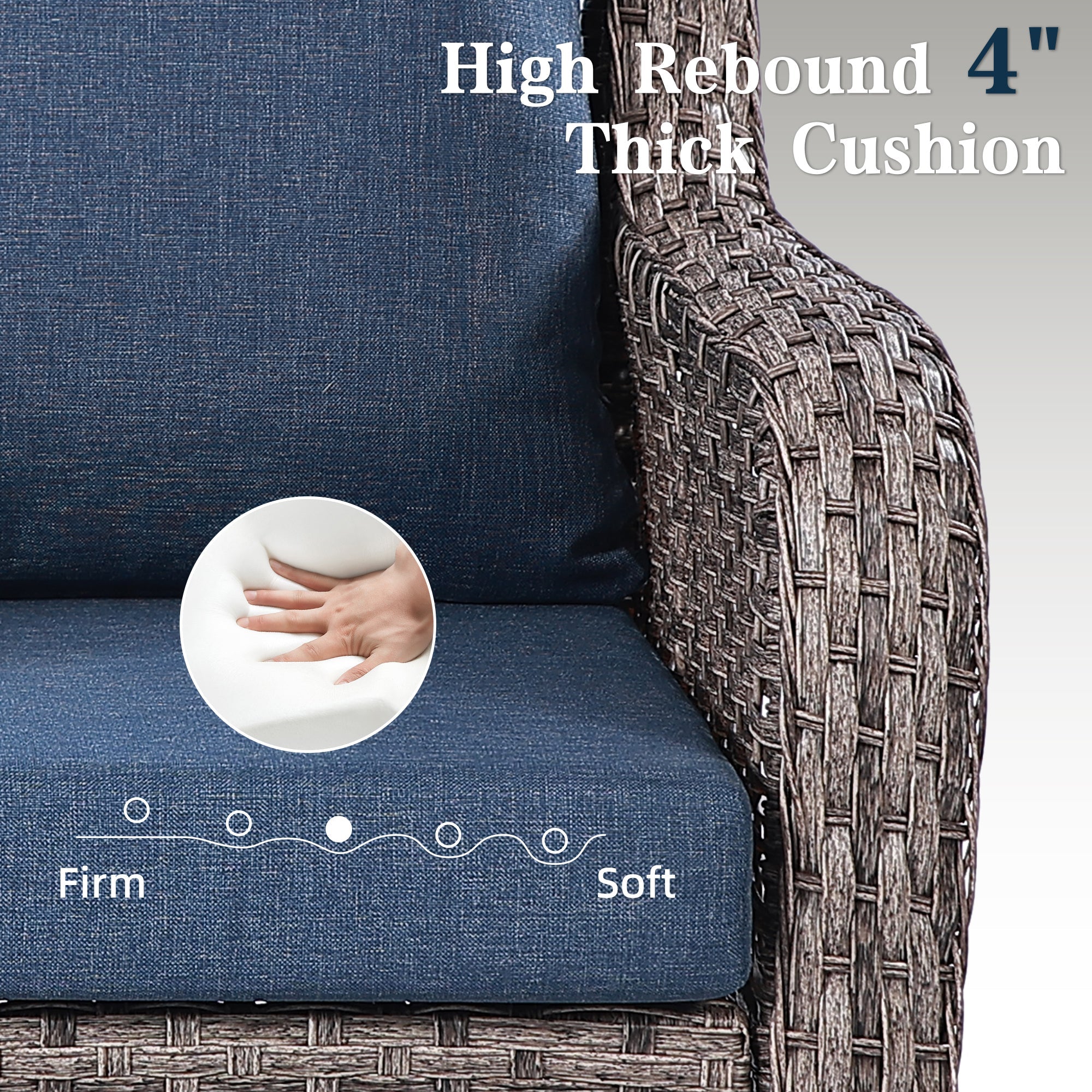 Outdoor Patio Set PE Rattan 6-Piece Sofa Swivel Rockers Gray