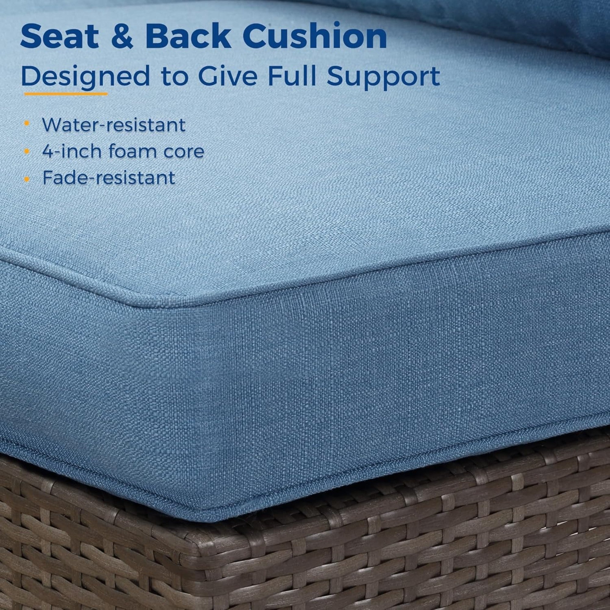 Outdoor Patio Sofa Set PE Rattan Blue 2 Piece Armless Modular