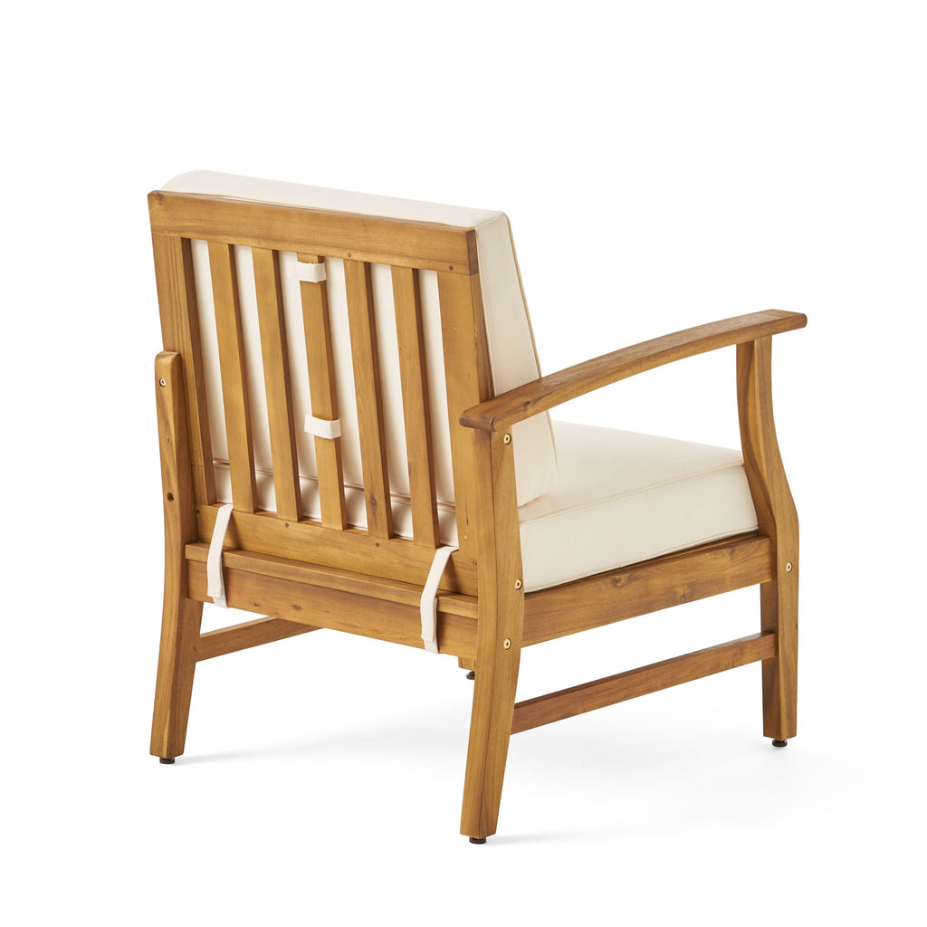 Outdoor Sectional Set Acacia Wood Cream 6 Piece Modular Seats 5