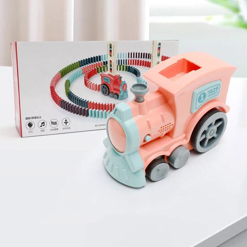Mandotos Domino Train Toy Electric Automatic Building Blocks Set for Creative STEM Learning