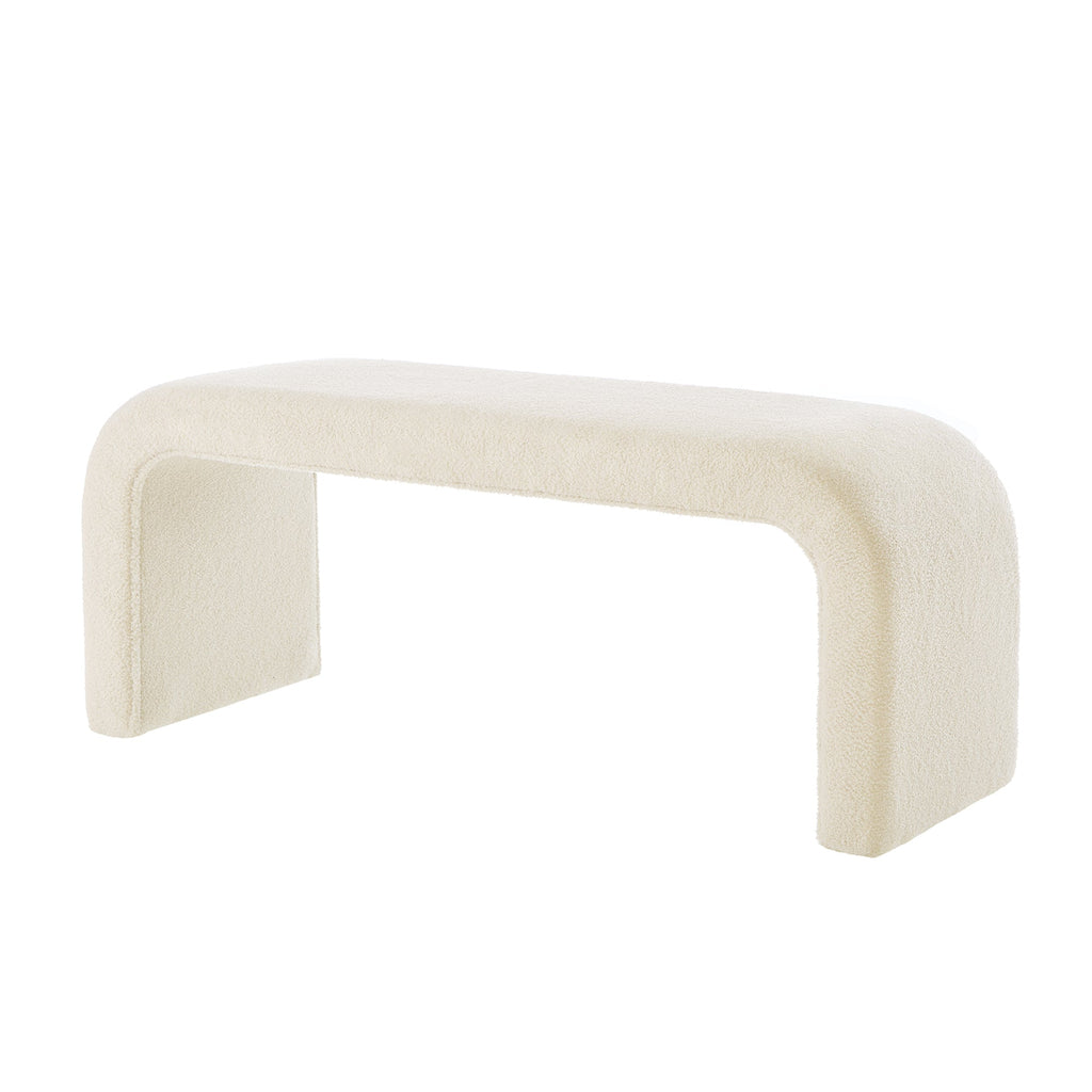 Set of 3 U-Shaped Modern Bench Teddy Ottoman, Cream, 43.5x16.5x19