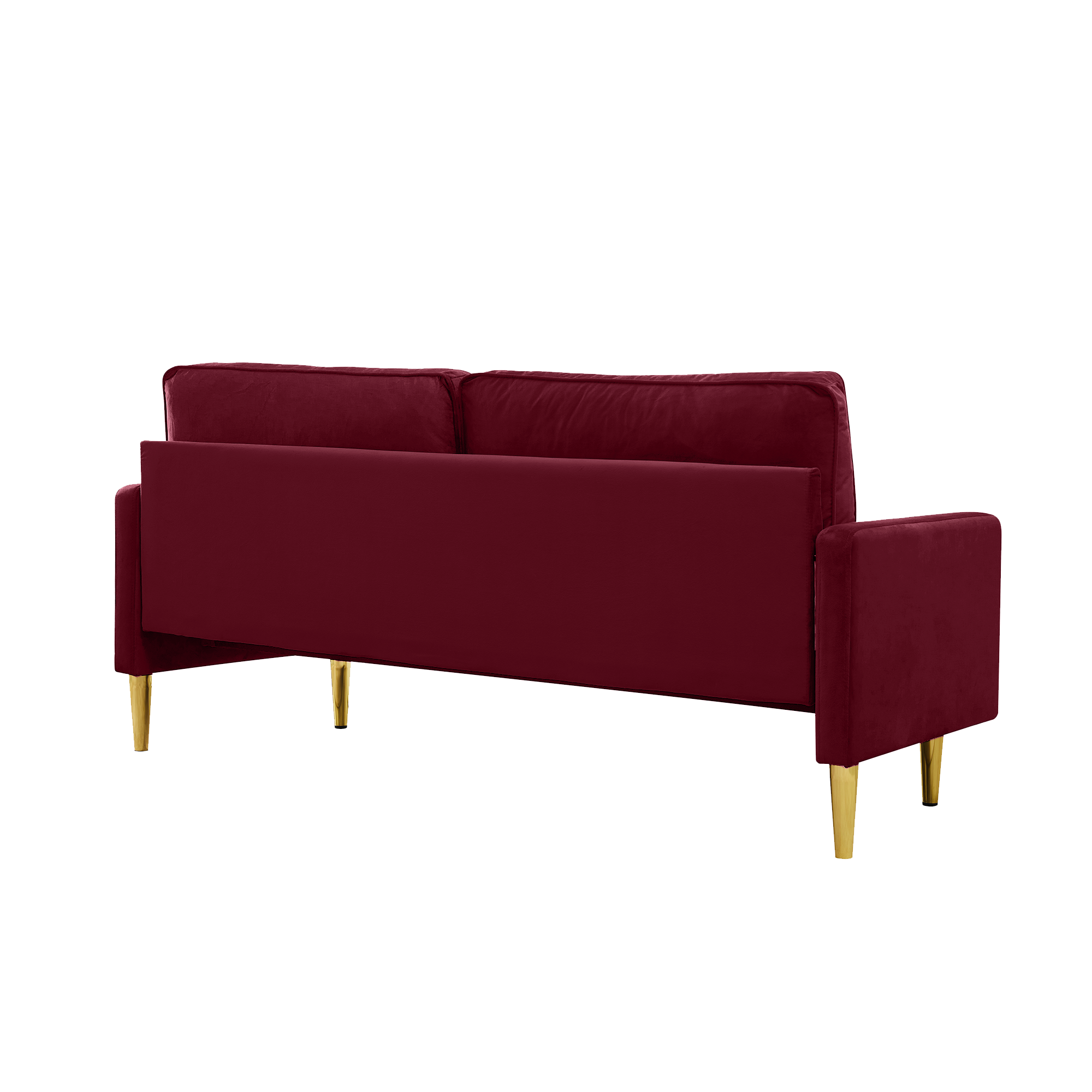 Sofa Minimalist Velvet Red Gold Metal Legs 2 Seat 65 In 800 LB