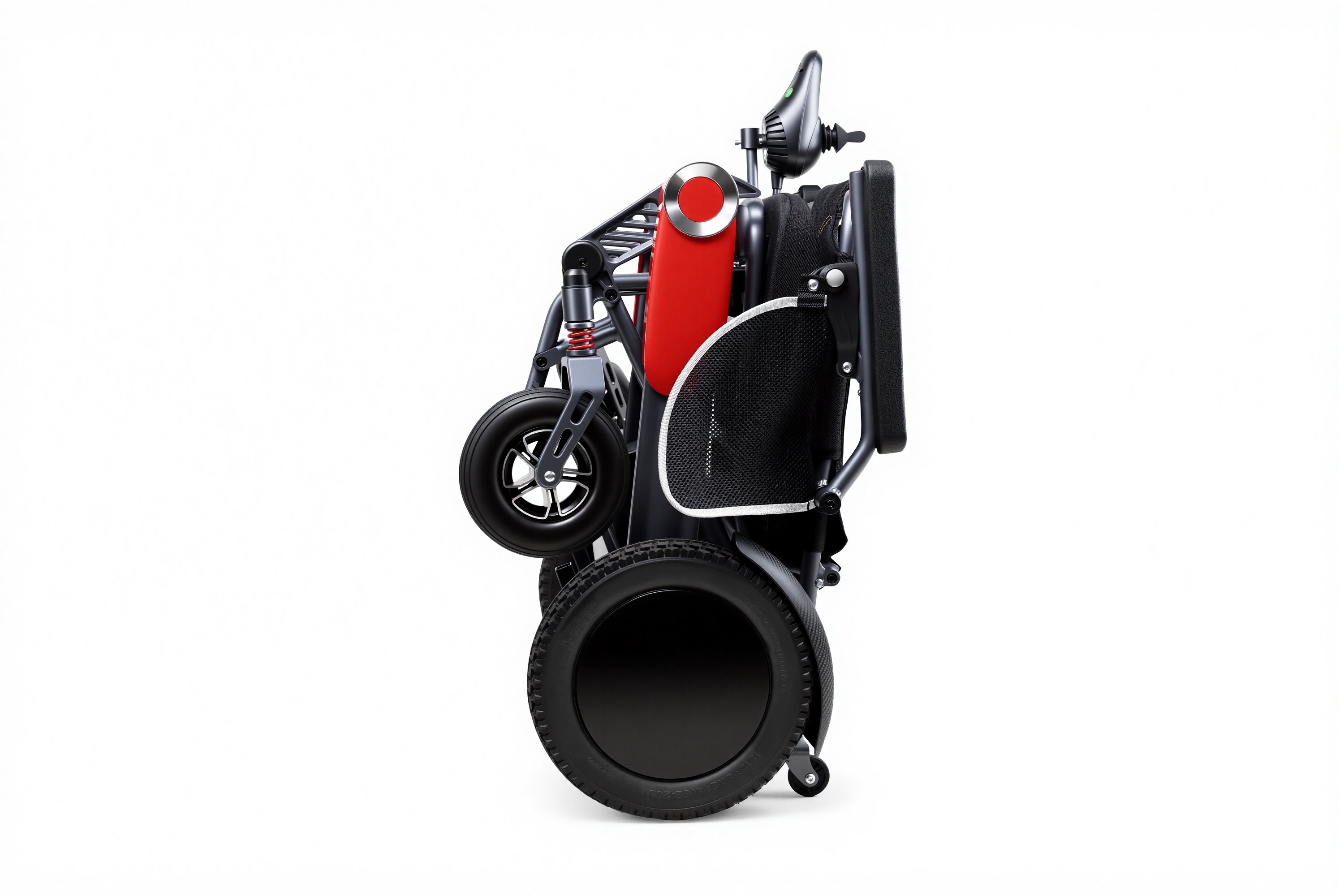 Wheelchair Electric Foldable Aluminum 300 LB 15 Mile Range Black Red