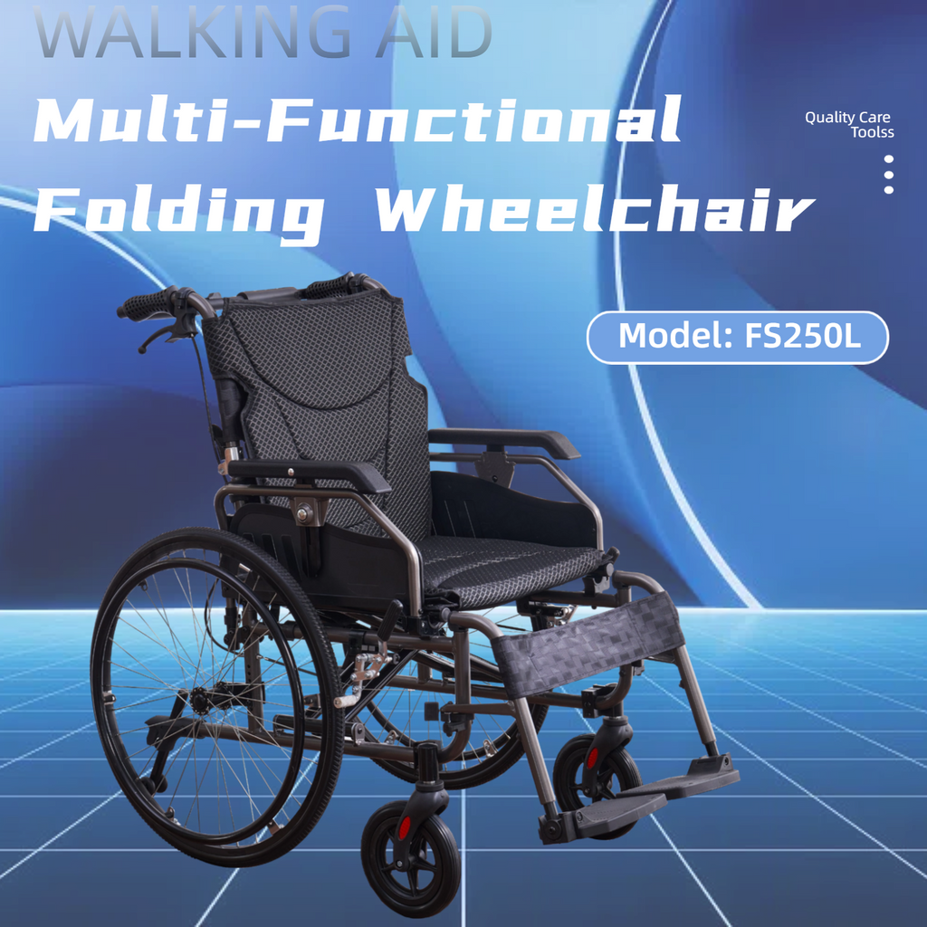 Wheelchair Manual Aluminum 24 In Quick Release Wheels Memory Foam Dark Gray