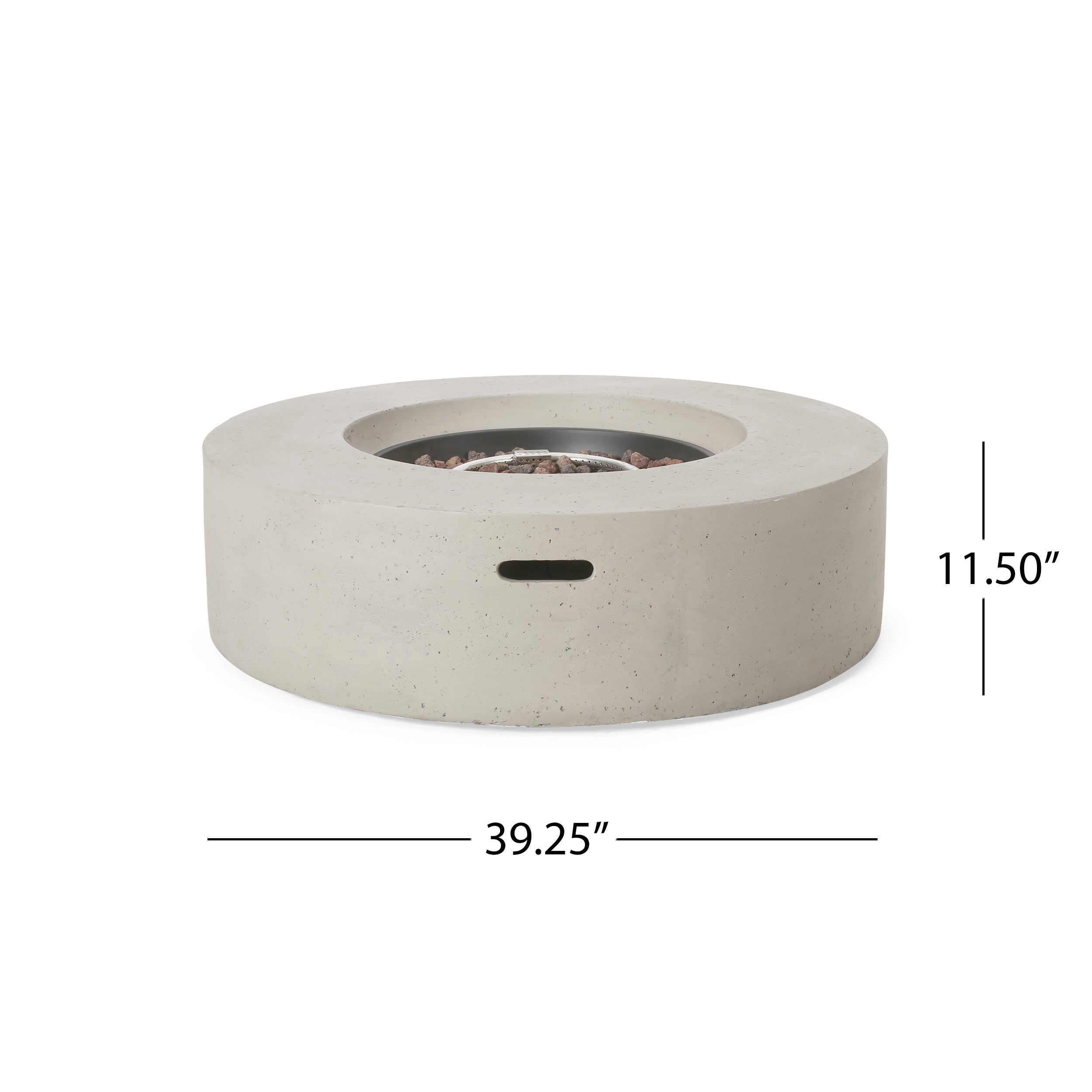 Modern Outdoor 50000 BTU Round MgO Concrete Propane Fire Pit, Light Grey