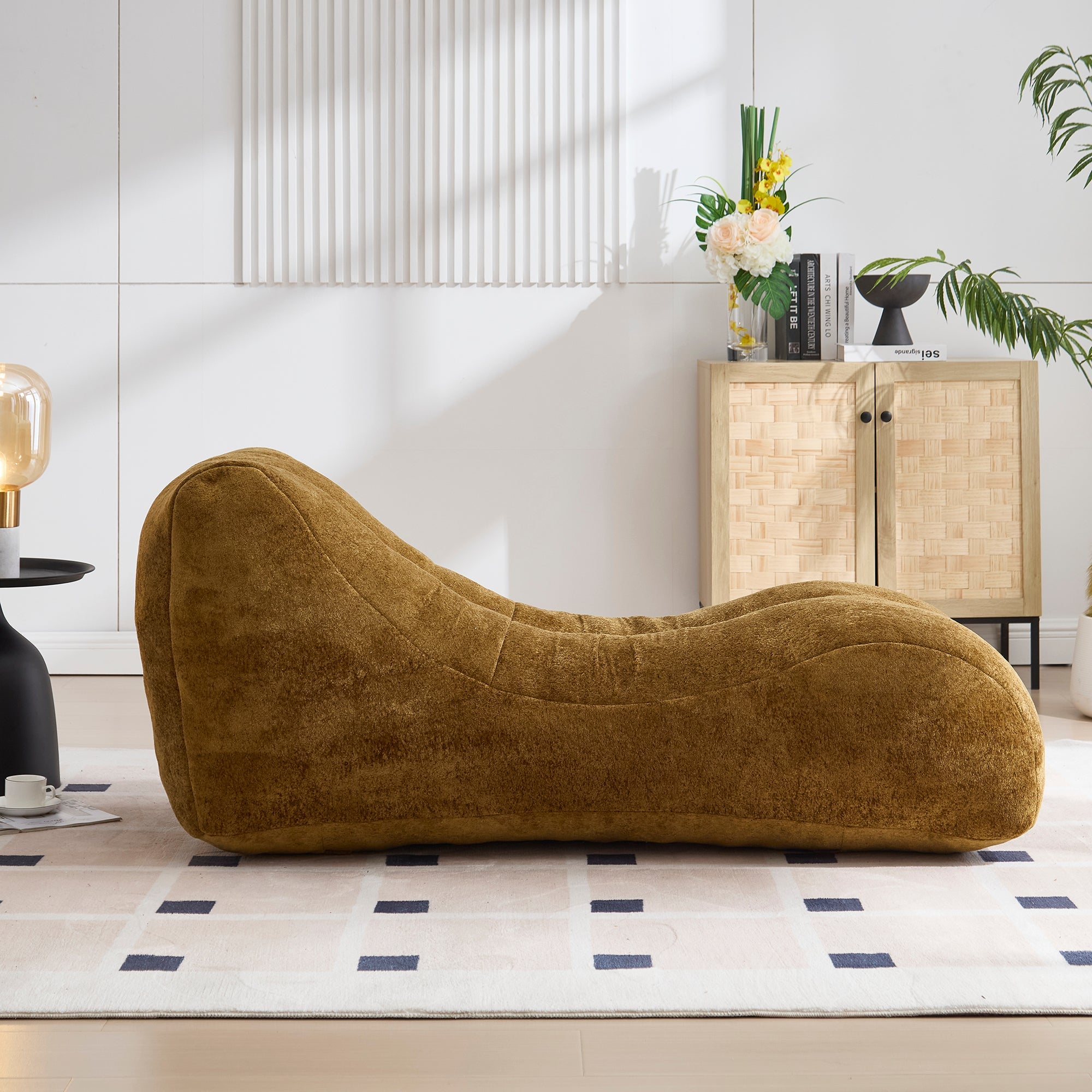 Bean Bag Sofa Chair Polyester Brown Foam Adult 59x30x23.6 In