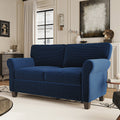 Loveseat Modern Corduroy Blue Removable Cushions Padded Arms 57 In 375 LB