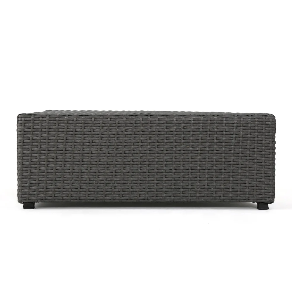 Outdoor Sectional Set PE Rattan Iron Dark Brown 8 Piece