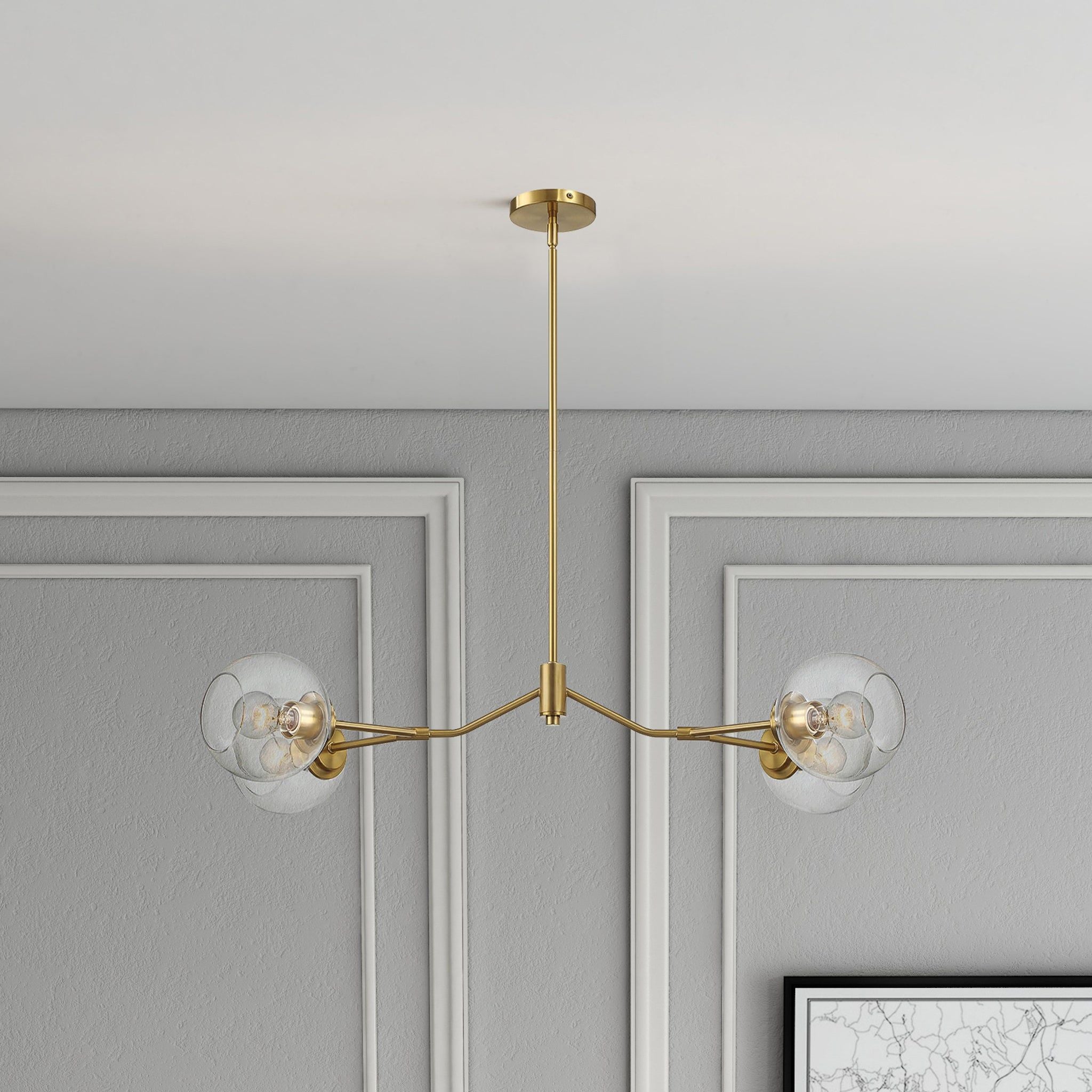 Jewel - 4 Lights Chandelier Ceiling Hanging Light Fixture - Clear / Gold