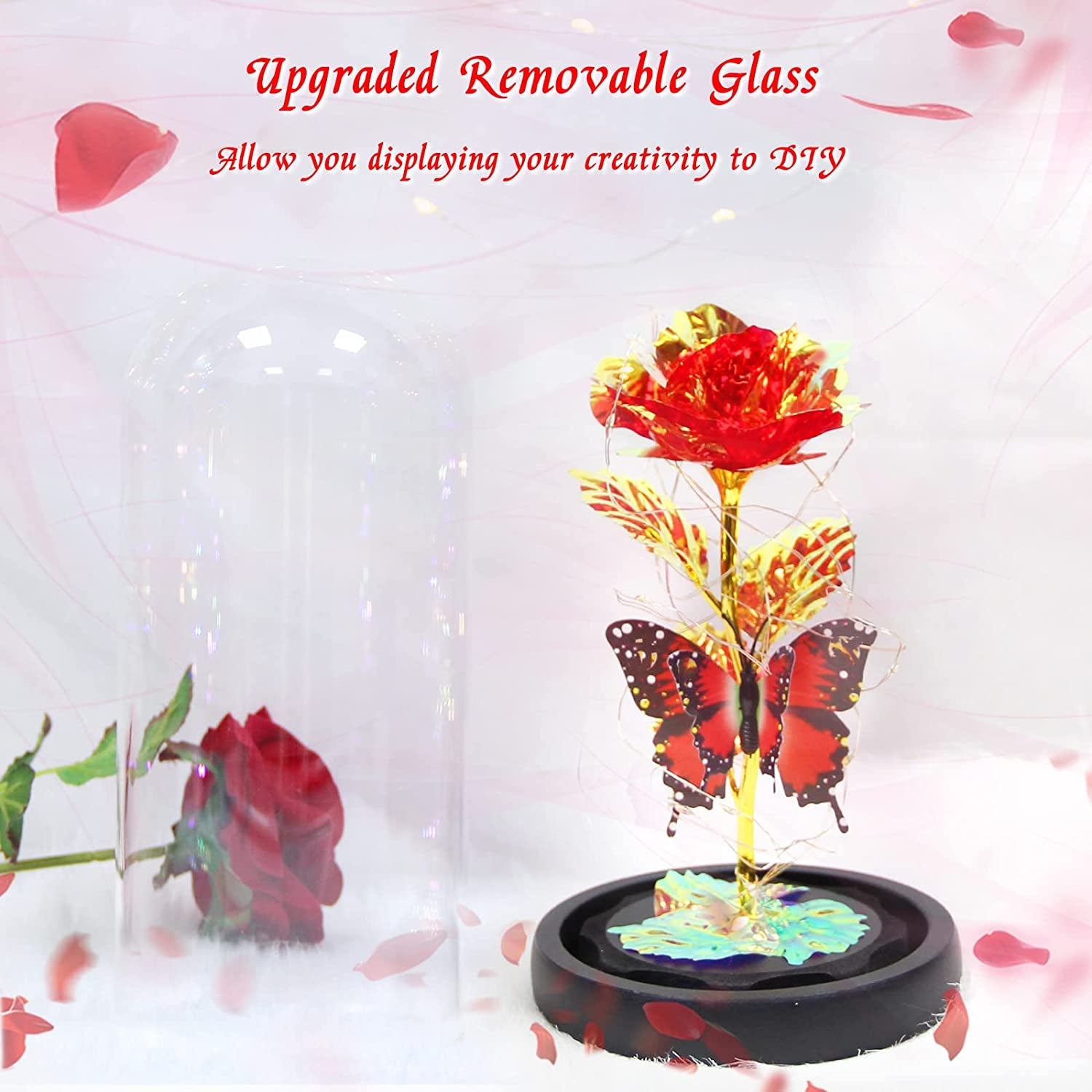 Galaxy Flowers Rose Gift, Enchanted Infinity Rose in Glass Dome, Valentines Rose Gifts for Valentine's Day, Mother's Day, Anniversary, Wedding