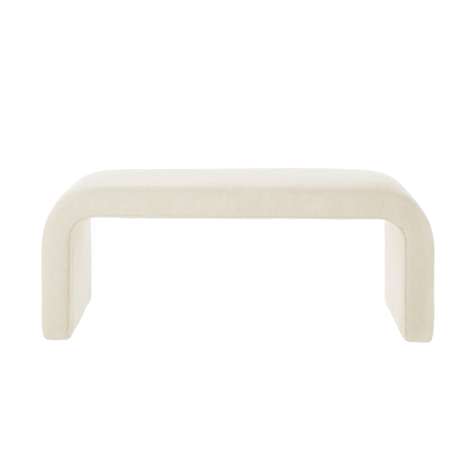 Set of 3 U-Shaped Modern Bench Teddy Ottoman, Cream, 43.5x16.5x19