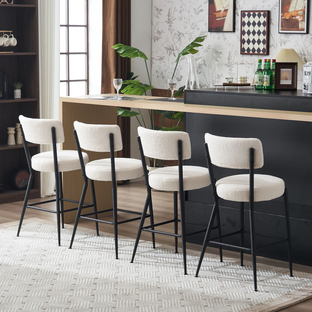 Modern Teddy Fabric Upholstered Bar Stools - Legs
