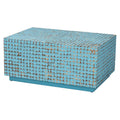 Bohemian Blue Coconut Shell and Acacia Wood Coffee Table