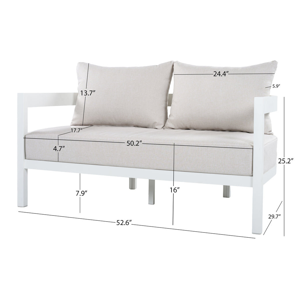 Outdoor Conversation Set Aluminum White Curved 5 Piece Seats 7