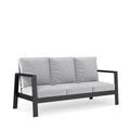 Outdoor Sofa Aluminum Black Light Gray Cushions 3 Seat 75in