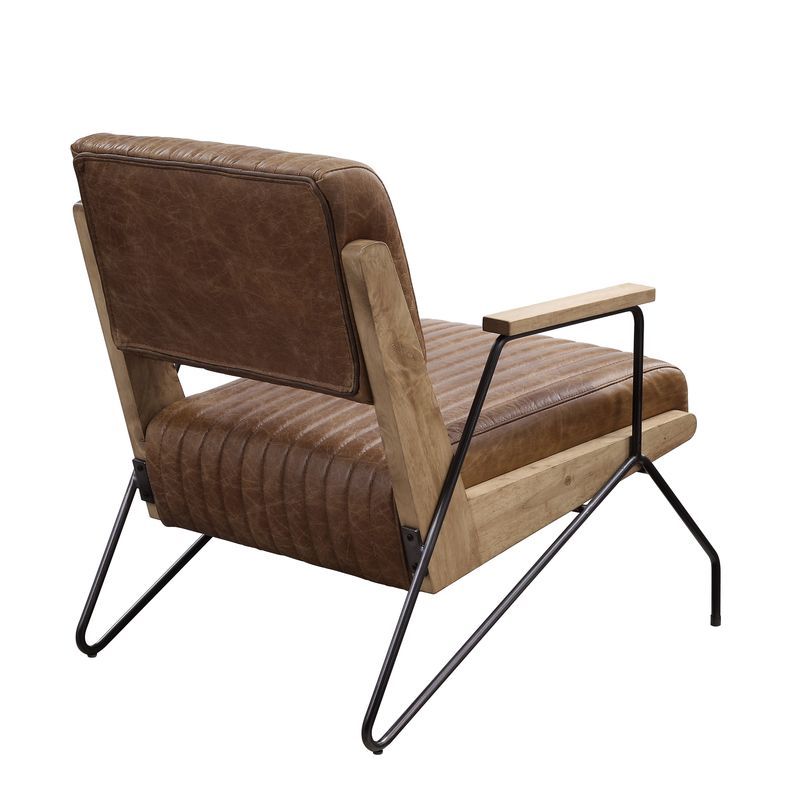 Eacnlz - Accent Chair - Cocoa Top Grain Leather & Matt Iron